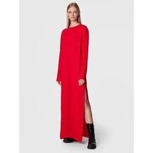 Birgitte Herskind Red Molly Maxi Dress Oversized Long Sleeve Size Large 10